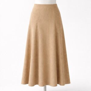 Banana Republic Wool Ribbed Knit Midi Skirt A Line Tan Italy S Twee Cottagecore